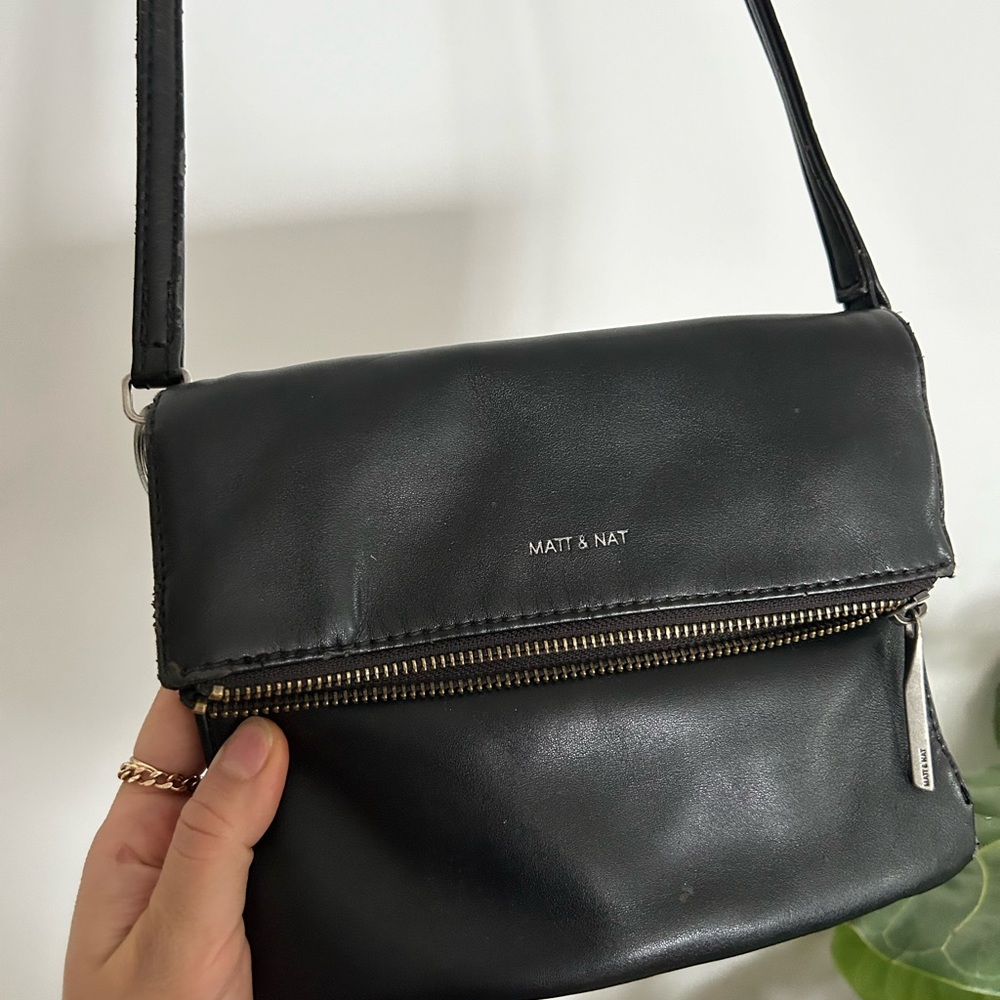 Classic Matt & Nat Black Vegan Leather Crossbody Bag